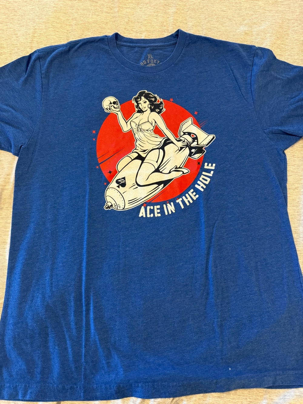 Zero Foxtrot Men’s Blue Graphic Tee Ace in the Hole XL
